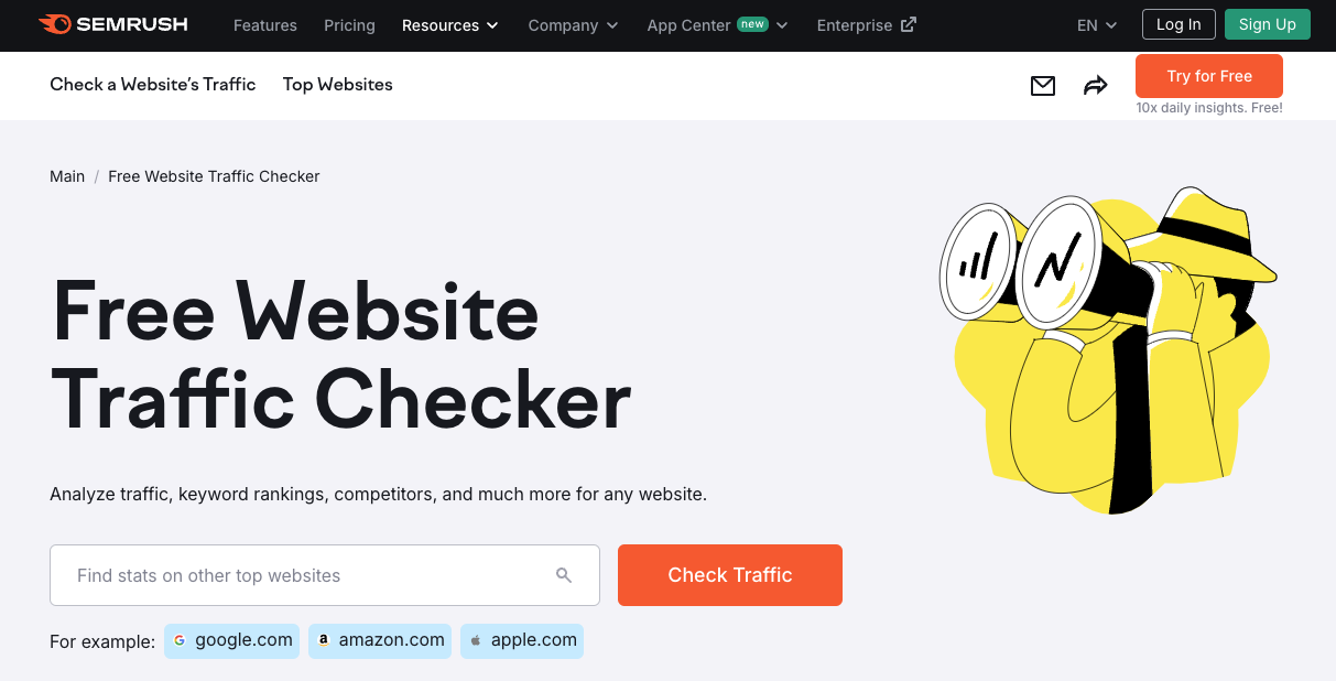 SEMRush Traffic Checker