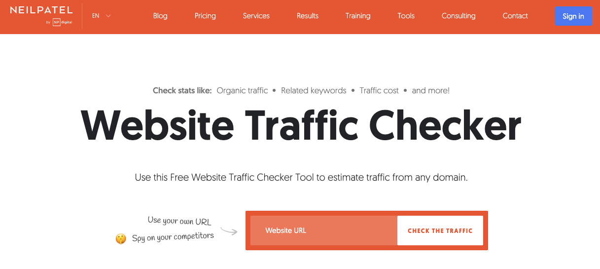 Ubersuggest Traffic Checker